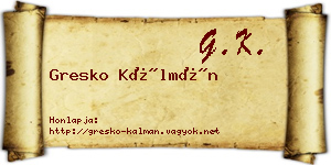 Gresko Kálmán névjegykártya